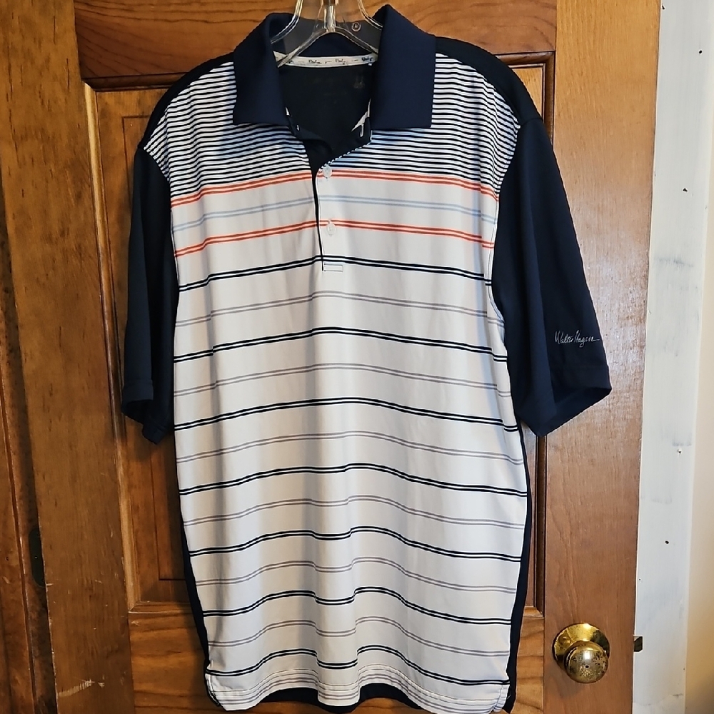 Walter Hagen Men's Polo Shirt - Navy, White, and Red